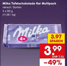 Netto Marken-Discount Milka Tafelschokolade 4er Multipack Angebot