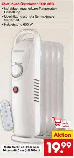 Netto Marken-Discount Telefunken Ölradiator TOR 650 Angebot