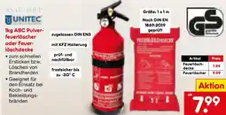 Netto Marken-Discount UNITEC ABC Pulver-feuerlöscher oder Feuer-löschdecke Angebot