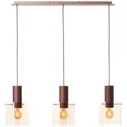 Netto Marken-Discount BRILLIANT Pendelleuchte Petje, 90 x 20 x 120 cm, E27, Metall Glas, Kaffee Bernstein Angebot