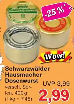 Wiglo Wunderland Schwarzwälder Hausmacher Dosenwurst Angebot