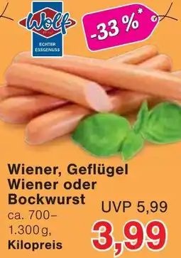 Wiglo Wunderland Wolf Wiener, Geflügel Wiener oder Bockwurst Angebot