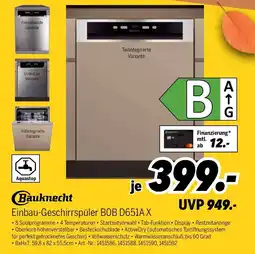 MEDIMAX Bauknecht Einbau-Geschirrspüler BOB D651A X Angebot