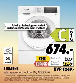 MEDIMAX SIEMENS Wärmepumpentrockner WQ33G2D176 Angebot