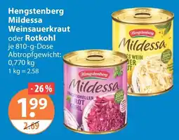 V Markt Hengstenberg Mildessa Weinsauerkraut oder Rotkohl Angebot