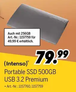 MEDIMAX (Intenso) Portable SSD 500GB USB 3.2 Premium Angebot