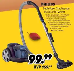 MEDIMAX PHILIPS Beutelloser Staubsauger FC9333/09 Violett Angebot