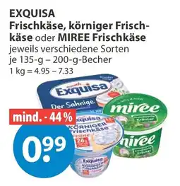 V Markt EXQUISA Frischkäse, körniger Frischkäse oder MIREE Frischkäse Angebot