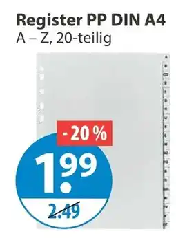 V Markt Register PP DIN A4 A - Z, 20-teilig Angebot