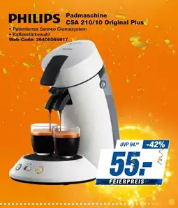 expert Techno Land PHILIPS Padmaschine CSA 210/10 Original Plus Angebot