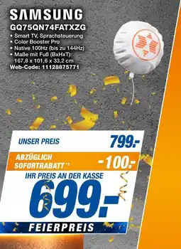 expert Techno Land SAMSUNG GQ75QN74FATXZG Angebot