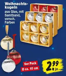 Repo Markt Weihnachts-kugeln aus Glas, mit Samtband Angebot