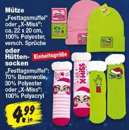 Repo Markt Mütze oder Hüttensocken Angebot