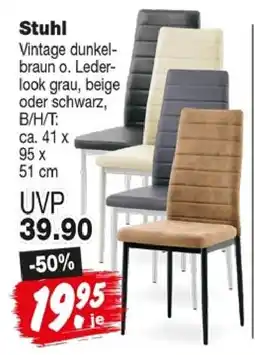 Repo Markt Stuhl Vintage dunkel-braun o. Leder-look Angebot