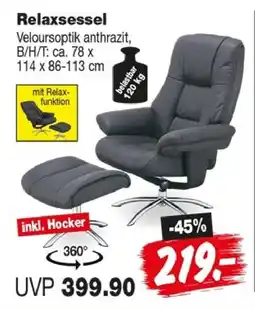 Repo Markt Relaxsessel Veloursoptik anthrazit Angebot