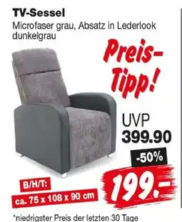 Repo Markt TV-Sessel Microfaser grau, Absatz in Lederlook dunkelgrau Angebot