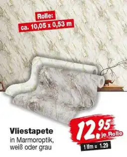 Repo Markt Vliestapete in Marmoroptik, weiß oder grau Angebot