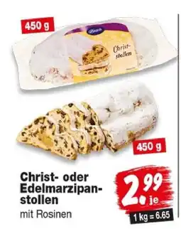 Repo Markt Christ- oder Edelmarzipan-stollen mit Rosinen Angebot