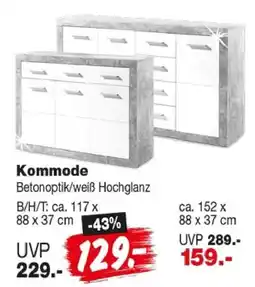 Repo Markt Kommode Betonoptik/weiß Hochglanz Angebot