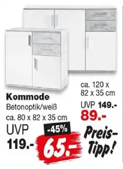 Repo Markt Kommode Betonoptik/weiß Angebot