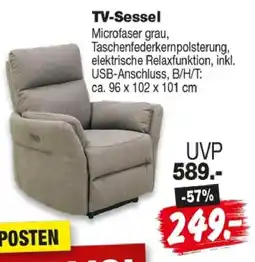 Repo Markt TV-Sessel Microfaser grau Angebot