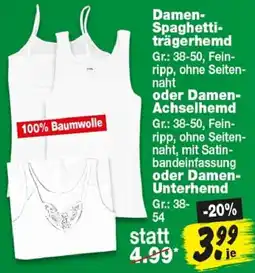 Repo Markt Damen-Spaghettiträgerhemd oder Damen-Achselhemd oder Damen-Unterhemd Angebot