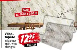 Repo Markt Vliestapete in Marmor-optik, weiß oder grau Angebot