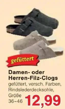Jawoll Damen- oder Herren-Filz-Clogs Angebot