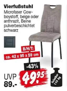 Repo Markt Vierfußstuhl Microfaser Cow-boystoff Angebot