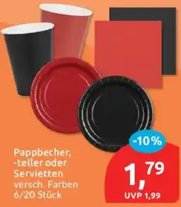 Budni Pappbecher, -teller oder Servietten Angebot