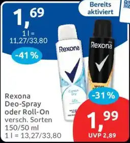 Budni Rexona Deo-Spray oder Roll-On Angebot