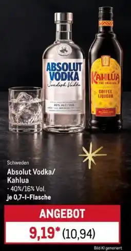 METRO Absolut Vodka/Kahlua Angebot