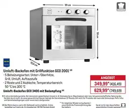 METRO Umluft-Backofen mit Grillfunktion GCO 2001 Angebot