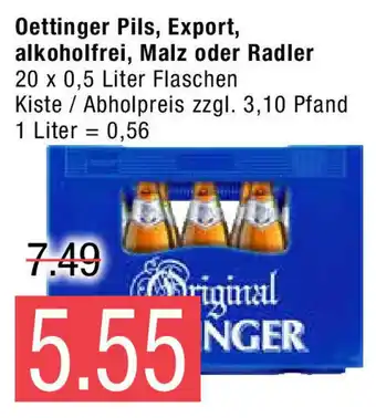 Marktkauf Oettinger Pils, Export, alkoholfrei, Malz o. Radler 20*500ml Angebot