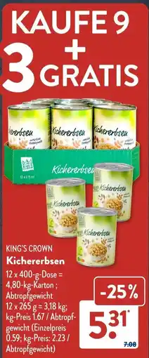 Aldi Süd KING'S CROWN Kichererbsen Angebot