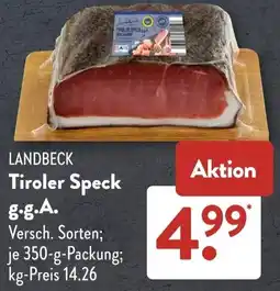 Aldi Süd LANDBECK Tiroler Speck g.g.A. Angebot