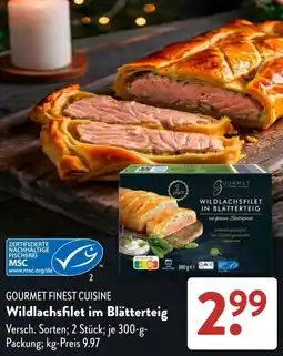 Aldi Süd GOURMET FINEST CUISINE Wildlachsfilet im Blätterteig Angebot