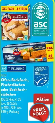 Aldi Süd iglo Ofen-Backfisch, Fischstäbchen oder Backfischstäbchen Angebot