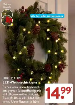 Aldi Süd HOME CREATION LED-Weihnachtskranz Angebot
