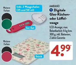Aldi Süd AMBIAINO Digitale Glas-Küchen- oder Löffelwaage Angebot