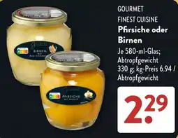 Aldi Süd GOURMET Pfirsiche oder Birnen Angebot