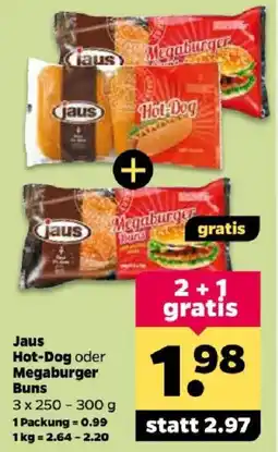 Netto Jaus Hot-Dog oder Megaburger Buns Angebot