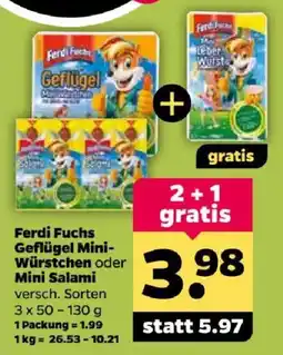 Netto Ferdi Fuchs Geflügel Mini-Würstchen oder Mini Salami Angebot