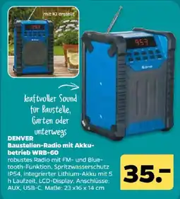 Netto DENVER Baustellen-Radio mit Akku-betrieb WRB-60 Angebot