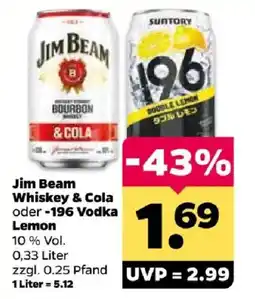 Netto Jim Beam Whiskey & Cola oder -196 Vodka Lemon Angebot