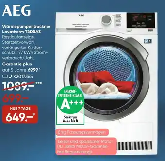 Galeria AEG Wärmepumpentrockner Lavatherm T8DBA3 Angebot