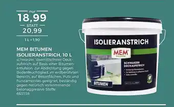 BBM Baumarkt Mem Bitumen Isolieranstrich Angebot