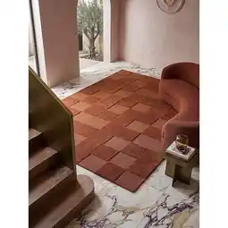 Netto Marken-Discount Wollteppich Hoch-Tief kariert Terrakotta 160 x 230 cm - DEBEN Kadima Angebot