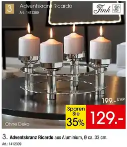 Zurbrüggen Fink Adventskranz Ricardo Angebot
