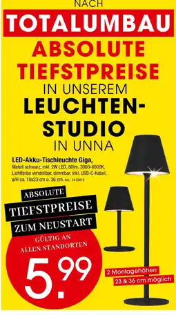 Zurbrüggen LED-Akku-Tischleuchte Giga Angebot